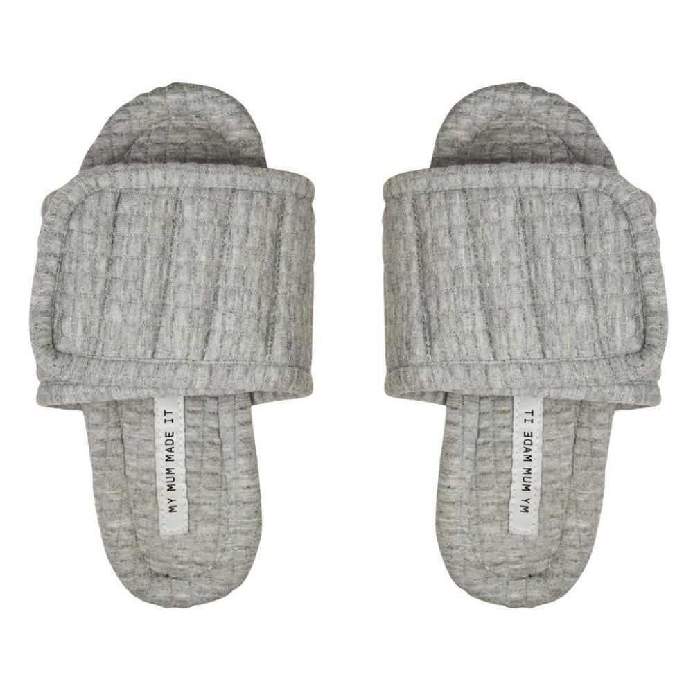 My Mum Made It Grey Quilted Velcro Slides